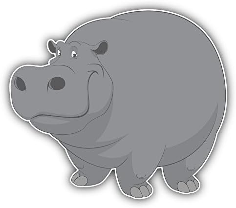 Big Hippo Cartoon Car Decor Vinyl Sticker 12 X 10 cm
