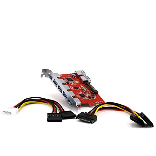 CSL – 7 Port USB 3.0 PCI Express (PCIe) Controller | 5 x extern (Ports) / 2 x intern | 15 pin SATA-Stromanschluss | Schnittstellenkarte USB 3.0 Super Speed | USB Hub intern - 4