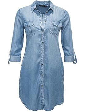Vero Moda Damen Jeanskleid Hemdblusenkleid Denim