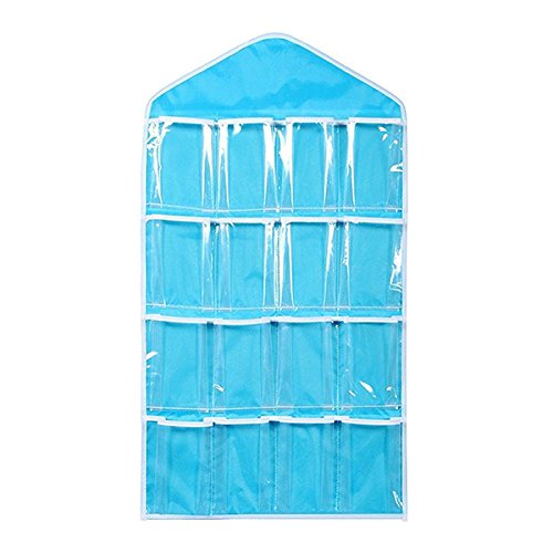 UEETEK 16 Taschen hängen Schranktür hängende Tasche Schuh Rack Aufhänger Unterwäsche Socken BH Krawatten Lagerung ordentlich Organize(Blue)