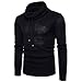 Produktbild VENMO Oversize Slim-fit Muscleshirt Vintage Herren Feintrick Pullover Sweatshirt HIGH-Neck Herrenmode neue Herbst Winter Pullover Pullover lose Pullover Strickwaren Outwear Bluse (L, Black)