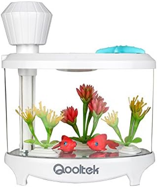 Qooltek Cool Mist Humidifier, Upgraded 460ml Fish Tank Air Humidifier Whisper-Quiet with 7 Changing Night Light Modes and 8 Hours Automatic Shut-off Function for Bedroom Babyroom Office Study Yoga