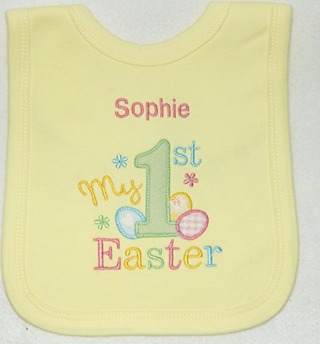 New Baby 1st Personalised Easter Bib. (Lemon)