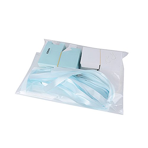 50 Stk. Gastgeschenk Box inkl. Seidenbänder 6x6x6 cm Geschenkbox für Hochzeit, Taufe usw. Pralinenschachtel süßigkeiten Bonboniere (Himmelblau) - 2