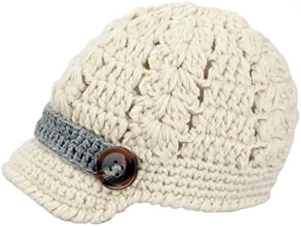 Bestknit Baby Boy Boy Crochet Baby Hat Newsboy Button Ivory