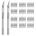 Produktbild CHARLLEAN Skalpell und Bastelmesser mit 60 Skalpell Ersatzklingen Set, Handwerksmesser, Rutschfester Aluminiumgriff, Edelstahl Tranchiermesser für DIY Art Work Cutting