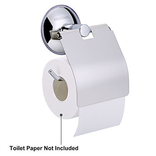 HOOMIL Edelstahl Toilettenpapierhalter mit Deckel ohne Bohren - 2