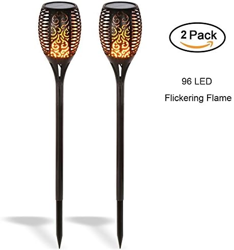 Solar Torch Lights with 96 LED Flickering Dancing Flame Waterproof Wireless Outdoor Light for Garden Patio Christmas Decoration