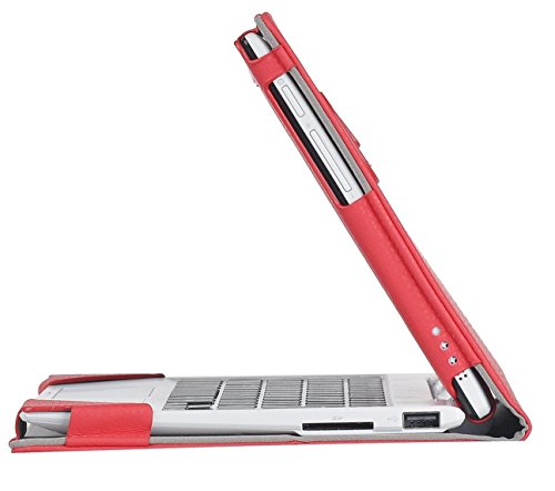 ASUS T101HA hülle, IVSO hochwertiges PU Leder Etui hülle Tasche Case – mit Standfunktion, super 360° Anti-Wrestling, ist für Asus T101HA-GR004T / GR001T / GR005T / GR007T 10.1 Zoll Tablet-PC perfekt geeignet (Für Asus T101HA, Rot) - 7