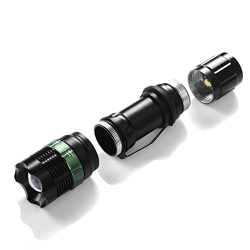 400 Lumen Zoomable CREE XM-L Q5 LED Taschenlampe Zoom Lamp Light – 3 Modus Einstellbare Helligkeit Wasserdichte Design Taschenlampe Beleuchtung für Wandern, Camping & Outdoor Aktivitäten (Schwarz) - 8