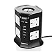 Price comparison product image SAFEMORE Extension Leads Surge Protected 8 Gang Multi Plugs with 4 USB Ports(4.2A) Switched Power Strips Adapter 2M Extension Cable for iPhone,iPod,Digital Cameras,PSP,Baby Monitor(Black + White)