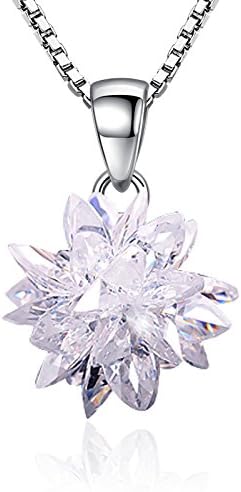 100% 925 sterling silver fashion shiny ice flower ladies`pendant necklace box chain women jewelry female birthday gift cheap