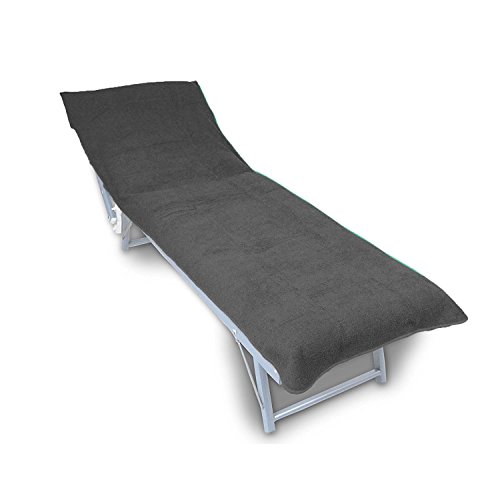 Medicate Frottee Schonbezug für Strandliegenauflage, Gartenliege, Gartenstuhl, 100% Baumwolle 70×200 cm (Gartenliege 70x200cm, Anthrazit) - 2