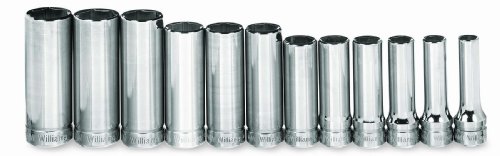WilliamsJHWMSBD12HRC SUPERTORQUE 12-Piece 3/8-Inch Drive Deep Metric 6 Point Socket Set (Range: 8mm - 19mm), High-Polished Chrome Finish, Designed for Maximum Engagement on 6-Point Fasteners