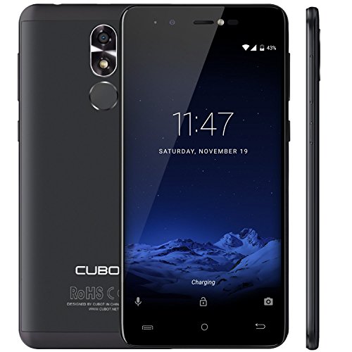 Cubot R9 Smartphone, 5.0 Pollici HD IPS Display Android 7.0 3G Telefono Cellulare, MT6580,Quad-Core, 1.3GHz , 2GB RAM + 16GB ROM, 13.0MP Doppia Telecamera Posteriore / 5.0MP, Dual Sim WiFi GPS Bluetooth Fingerprint Scanner Cellulare - Nero
