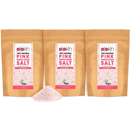 Pipkin Natural Rose Pink Himalayan Salt 500g, Fine Grade 0.3-1mm Size, Premium Gourmet Food Grade A, Pure Unrefined Hand Harvested Mineral Rock Salt Crystals Mill Refill Granulate (1.5kg)