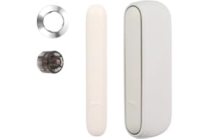 BeisDirect Custodia protettiva in silicone per IQOS ILUMA manicotto protettivo + coperchio laterale + colore sostituzione tappi colorati anello decorazione laterale (Bianco + Cappello argento)