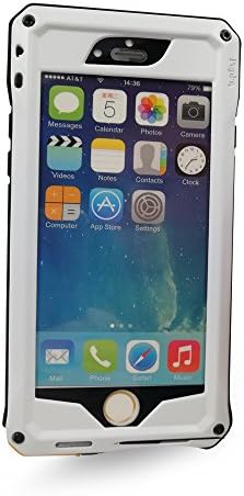 iPhone6 Plus Heavy Duty Protective Case , Amever Shockproof Dustproof Waterproof Aluminum Alloy Silica Gel Metal Tempered Glass Cover Case For iPhone 6 Plus 5.5" Screen (White/Black)