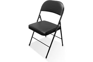Awan Marketing Heavy Duty Folding Padded Chair – Metal Frame, Padded Seat & Backrest – Foldable for Indoor & Outdoor Use – Home, Office, Dining, Party, Computer Desk – Easy to Store & Durable - Black