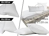 Seitenschläferkissen - erhältlich in 2 verschiedenen Größen und 2 verschiedenen Qualitäten - für entspannenden Schlaf in Seitenlage - Kissenbezug in Reinweiß aus 100% Mikrofaser, 40 x 120 cm ( Füllgewicht: 700 g)