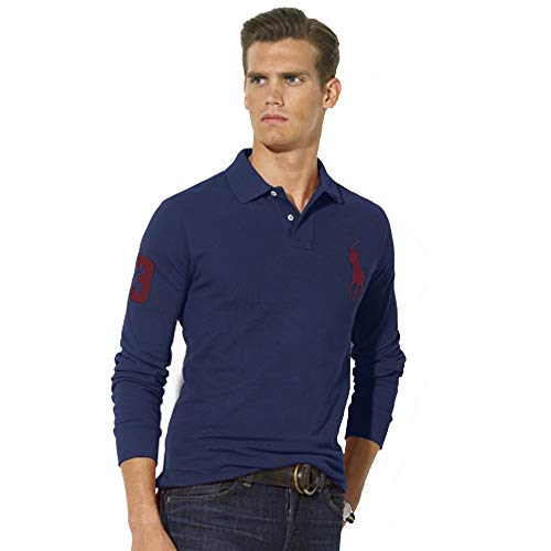 Ralph Lauren Polo a manica lunga Big Pony Custom Fit (S, Navy)