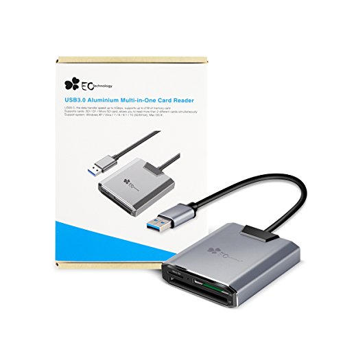 Lector de tarjetas de Aluminio Superspeed EC Technology USB 3 0 Multi Adaptador de Tarjetas de Memoria  Soporta 3 Tarjetas Simult  neamente para TF   SD   CF   SDXC   SDHC para MacBook Air Pro  iMac  Mac Mini  Microsoft Surface Pro  Lenovo - Negro