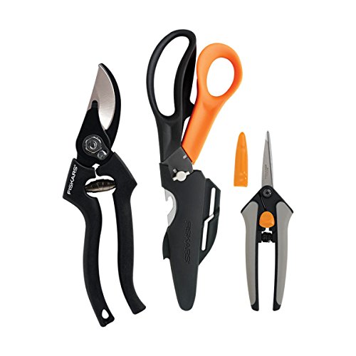 Preisvergleich Produktbild Fiskars Gartenschere, 3-teiliges Werkzeug Set – Profi-Gartenschere, Griffe und Gartenschere