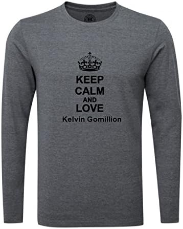 Keep Calm and Love Kelvin Gomillion Luxury Slim Fit Long Sleeve Dark Grey T-Shirt (XX-Large)