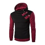 Xmiral Herren Hoodie Sweatshirt Langarm Mit Kapuze Oberteile Tilt Buckle Farbe Spleißen Slim Fit(XL,Schwarz)