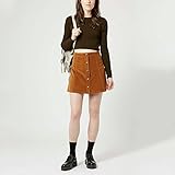 Corduroy Button Front A-Line Skirt