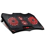 EMPIRE GAMING - Wind Tornado Refroidisseur PC Ordinateur Portable Gamer - 4 Ventilateur - 3 Modes de Ventilation - 3 Hauteurs Réglables - 10 à 15.6'' - Rétro-Éclairage LED Rouge - 2 Ports USB