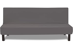 FIGOOO Funda para Sofá Cama sin Brazos 3 Plazas Funda de Sofá Elástica Plegable Ajustables Universal Spandex Funda para Futón Antideslizante Protector Cubierta del Sofá Clic-Clac,Gris