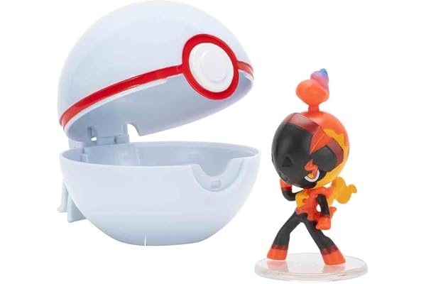 Pokémon Charbambin et Honor Ball Clip ‘N’ Go - Comprend Une Figurine de Combat de 5 cm et Un Accessoire Honor Ball.