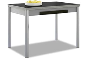 ASTIMESA Alas Cristal Mesa de Cocina, Metal, Negro, 100x60cm