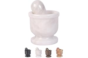 MARBLE HIVES Exquisite Marble Mortar and Pestle Set - Your Ultimate Kitchen Essential for Grinding Spices, Making Guacamole, Salsa, Pesto, and Crushing Pills (Oval Shape (2.5") (White, 2.5)