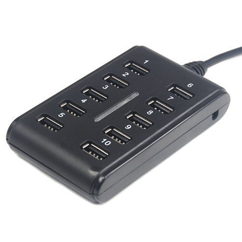 Accessotech 10 Anschlüsse Hochleistung Verlängerungskabel USB 2.0 Nabe Plug & Play Blau LED