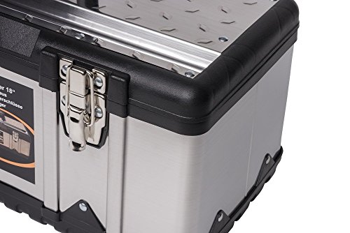 Professionelles Werkzeugkoffer Set: 2 xPROFI 18 mit Korpus aus Edelstahl, robustem Kunststoff-Rahmen und herausnehmbaren Werkzeugträger, Abläng – Vorrichtung im Deckel, zwei abschließbare Metallverschlüsse, Maße eines Koffers BxTxH: 47 x 23,8 x 20,3 cm - 3