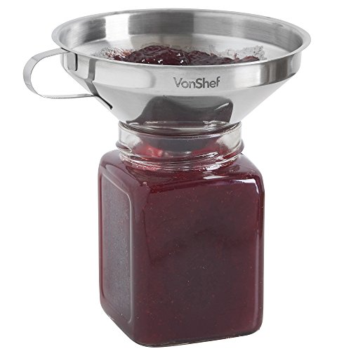 VonShef Großer Trichter für Marmelade und zum Einmachen hochwertiger Edelstahl 12,8cm Durchmesser