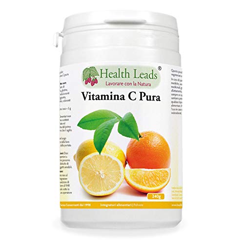 Pura vitamina C in polvere (acido ascorbico) - Aiuta a mantenere regolare la funzione del sistema immunitario - Per pelle e denti più sani - Vegana, senza OGM, senza glutine - 1 x 240 g