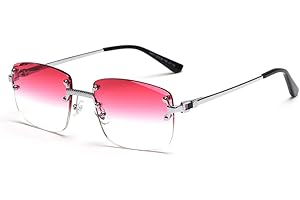 kachawoo Lunettes de soleil sans monture, carrées, couleur progressive, style rétro vintage