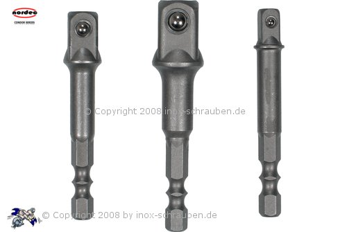 NORDEC Bit-Adapter Satz 3tlg. f. Steckschlüssel-Einsätze 1/4 3/8 1/2