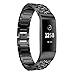 Produktbild MuSheng uhrband Für Fitbit Charge 3 Armband Edelstahl Diamantersatz Armbänder Bracelet Strap Wrist Band für Fitbit Charge 3 Fitness Sport Tracker Damen Herren Small-Large Geschenkbox (Schwarz)