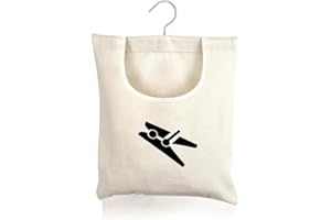 Ceihwa Wäscheklammerbeutel zum Aufhängen Klammerbeutel für Wäscheklammern Aufbewahrung mit Deckel Klammersack mit Bügel Wiederverwendbar Outdoor Klammerbeutel Stoff Schwarz für Home Hanging Reusable