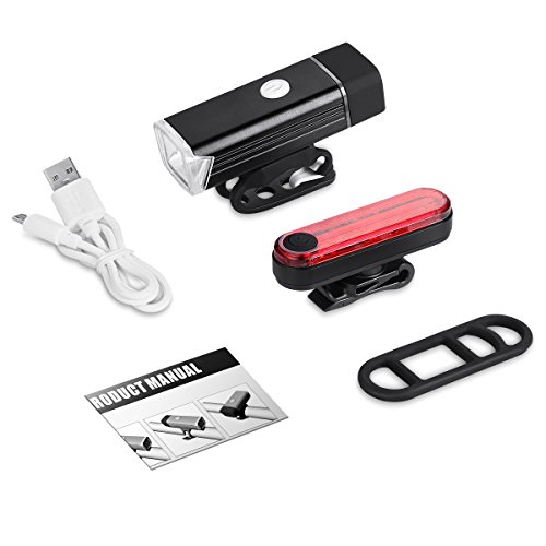 Amir LED Fahrradbeleuchtung, USB Fahrradlicht Sets, 5W LED 245 Lumen Aufladbare vorderes Licht-Scheinwerfer und 15 LED Heck Back Light, IPX-6 Wasserdicht Mit 4 Modi 6 Helligkeit für Berg-Radfahren, Camping und täglichen Gebrauch - 7