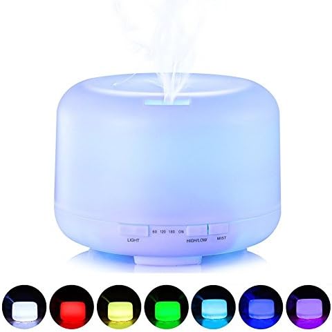 Ultrasonic Aromatherapy Essential Oil Diffuser - TooCoo 500ml Ultra Quiet Aroma Cool Mist Humidifier with 7 Color LED Mood Lights, Sufficient Mist Flow and Automatic Shut-off for Young Living