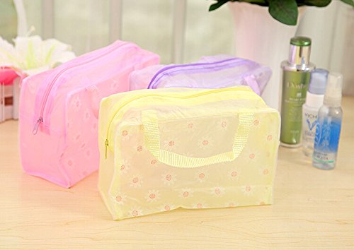 dealglad® 5 x tragbare Wasserdichte transparente Kosmetiktaschen / Make-up-Taschen / Kulturbeutel / Tasche fürs Bad (zufällige Farbe), Blumen-Design - 4