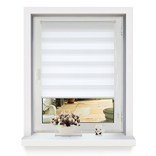 OUBO Doppelrollo Klemmfix Duo Rollo Fensterrollo ohne Bohren mit Klemmträgern – 55 x 150 cm – Weiß - 3