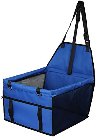 Car Booster Seat For Dog,GENORTH Folding Pet Car Seats Cat Car Travel Safety Seat Pet Carrier Bag Portable with Clip-On Safety Leash and Zipper Storage Pocket for 11 Pound Pet(Blue)