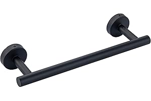 YUET Toalleros de Baño 40CM Toallero de Barra 304 Acero Inoxidable 16'' Soporte para Toallas Pared con Tornillos para Baño y Cocina, Negro Mate