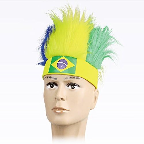 Hair Wigs, 2018 Russia World Cup Football Fans Hats with National Flag Color Wig Football Headband National Flag Headwear, Brazil Flag